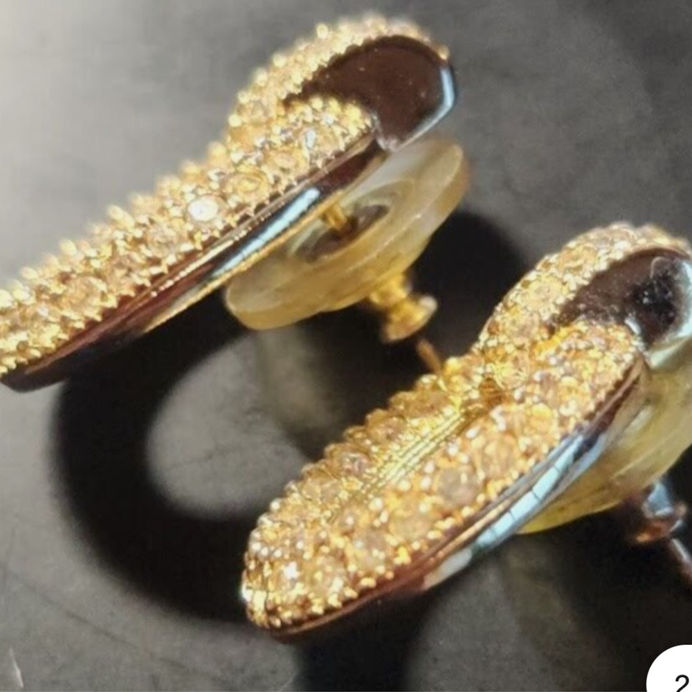 VINTAGE CHRISTIAN DIOR Signed Crystal Posts Oval Earrings 70's RARE - Picture 14 of 14